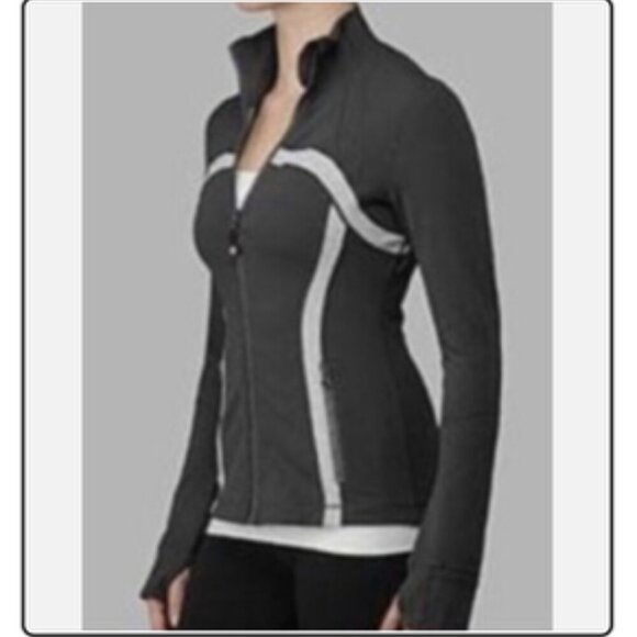 LULULEMON Define Full Zip Jacket Coal Gray Wee Stripe Sz 6 - Picture 2 of 12
